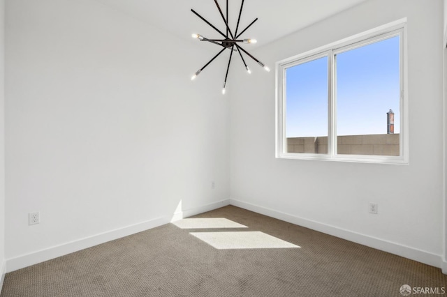 3821 Wattling St, Oakland, CA 94601 - unfurnished room with a chandelier, carpet, and baseboards