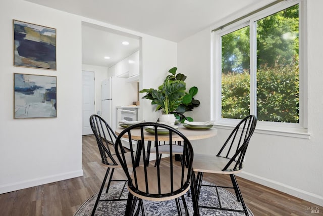 700 Samoa Ln, Novato, CA 94947 - dining space featuring baseboards, wood finished floors, and recessed lighting