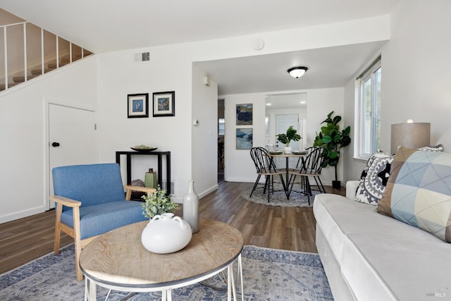 700 Samoa Ln, Novato, CA 94947 - living area featuring wood finished floors, baseboards, and stairway