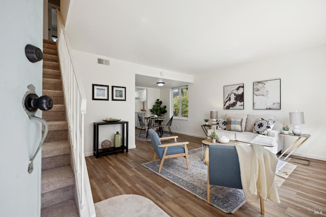 700 Samoa Ln, Novato, CA 94947 - living area with stairs, wood finished floors, and baseboards