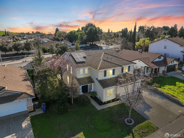 bird's eye view with a residential view