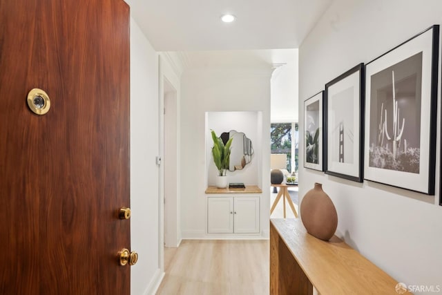 1333 Jones St Unit 508, San Francisco, CA 94109 - corridor featuring light wood-type flooring, baseboards, and recessed lighting