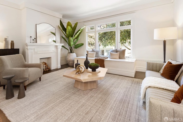 living area with wood-type flooring