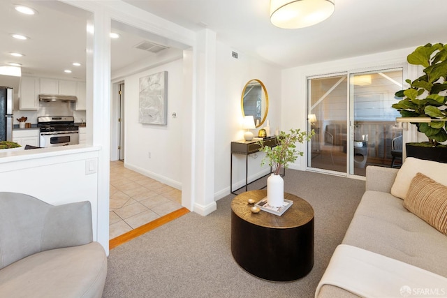 view of tiled living room