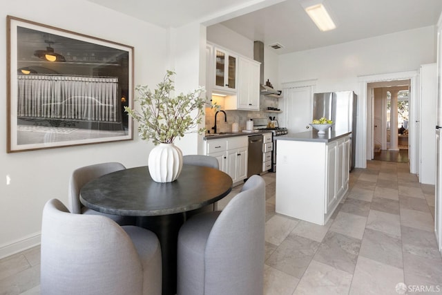 dining area with sink