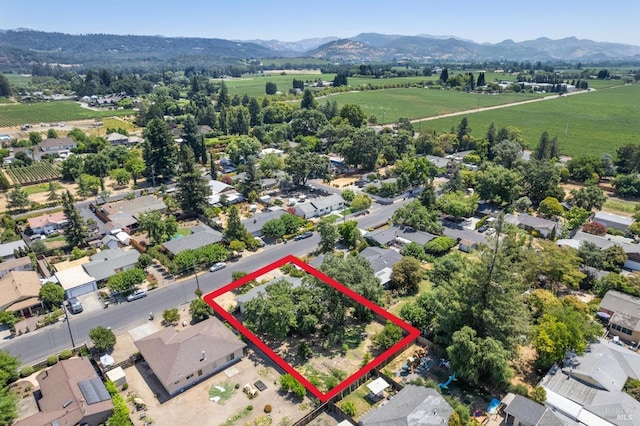 bird's eye view with a mountain view