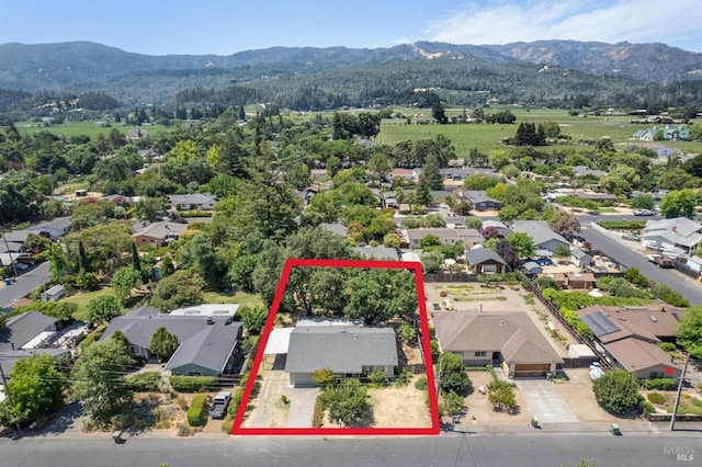 aerial view with a mountain view