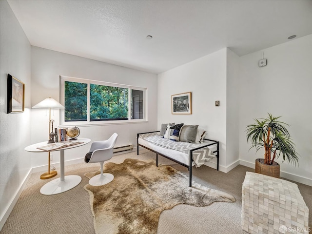 2790 19th Ave Unit 21, San Francisco, CA 94132 - living area featuring carpet floors and a baseboard radiator