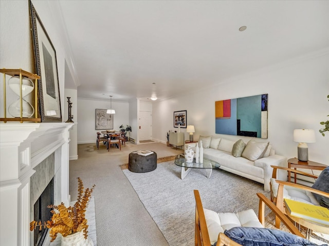 2790 19th Ave Unit 21, San Francisco, CA 94132 - carpeted living room featuring a premium fireplace and baseboards