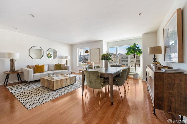 dining area featuring light hardwood / wood-style floors