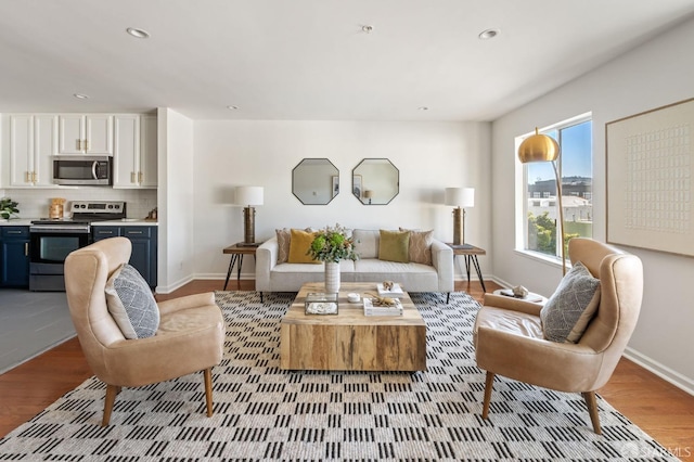 living room featuring light hardwood / wood-style floors