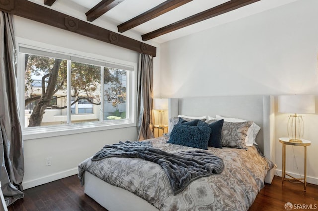 50 Perine Pl, San Francisco, CA 94115 - bedroom featuring beam ceiling, baseboards, and wood finished floors
