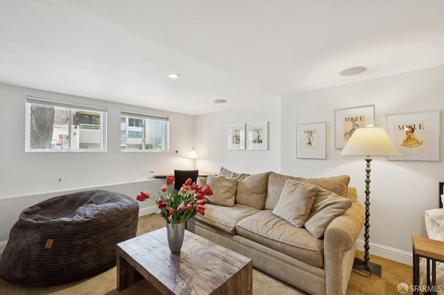 50 Perine Pl, San Francisco, CA 94115 - living room featuring carpet floors, baseboards, and recessed lighting