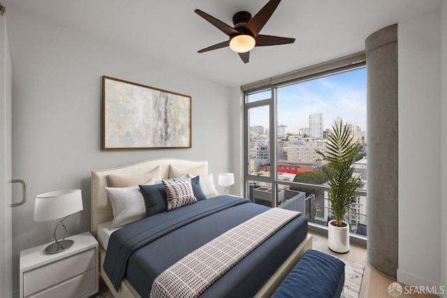 1545 Pine St Unit 802, San Francisco, CA 94109 - bedroom featuring a view of city and ceiling fan
