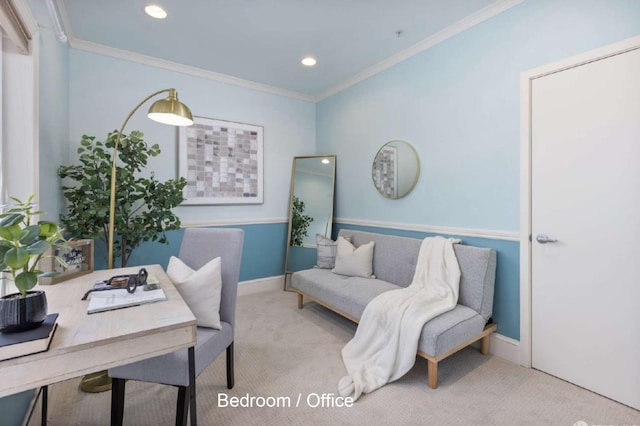 4471 Mission St Unit 2, San Francisco, CA 94112 - office area featuring carpet flooring, recessed lighting, baseboards, and crown molding