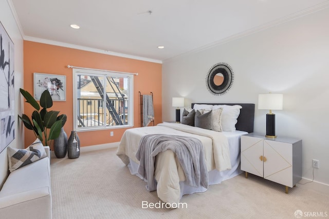 4471 Mission St Unit 2, San Francisco, CA 94112 - bedroom with crown molding, light carpet, baseboards, and recessed lighting