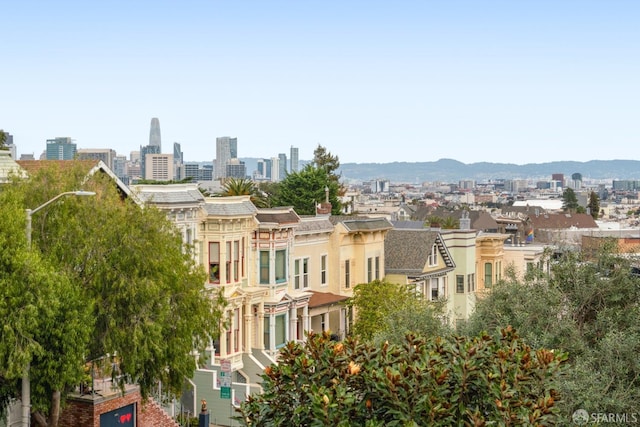 view of city featuring a mountain view