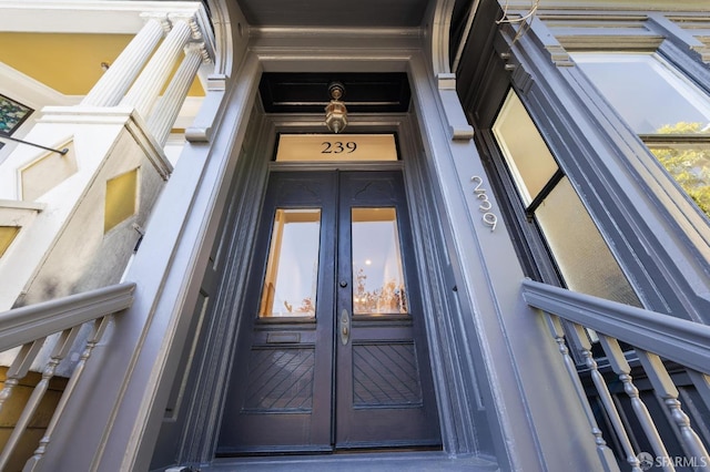 entrance to property with french doors