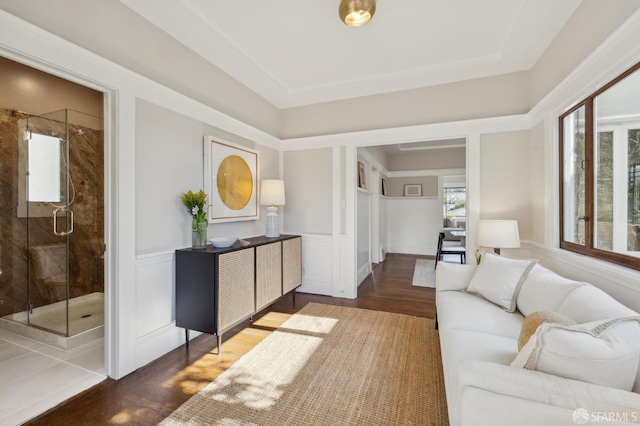 living room with hardwood / wood-style floors