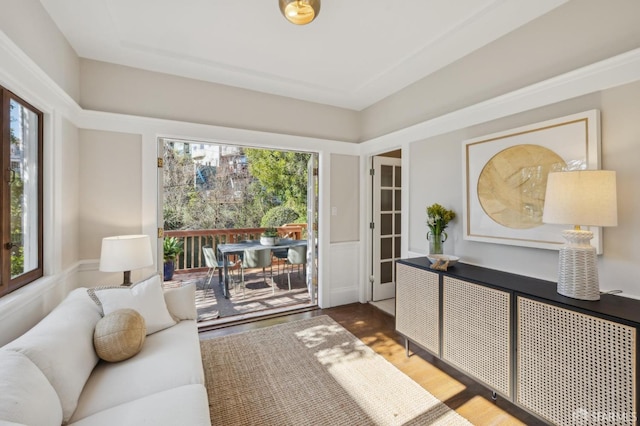 interior space with hardwood / wood-style flooring