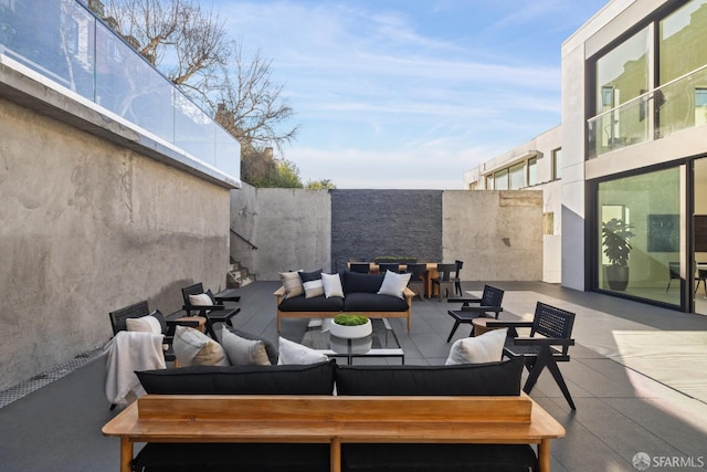 view of patio featuring an outdoor living space