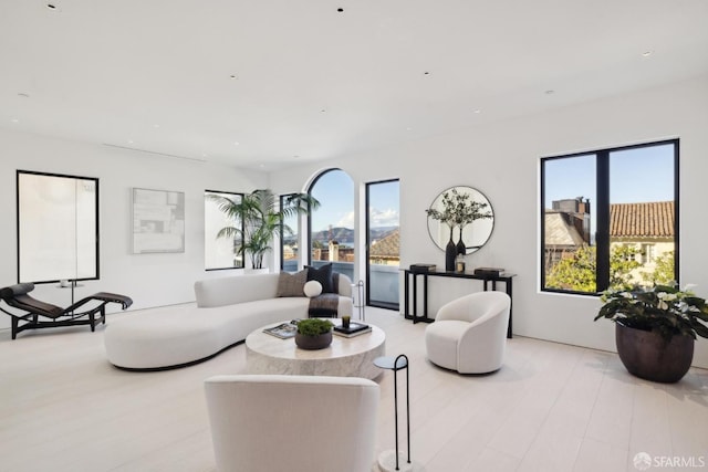 living room featuring light hardwood / wood-style flooring