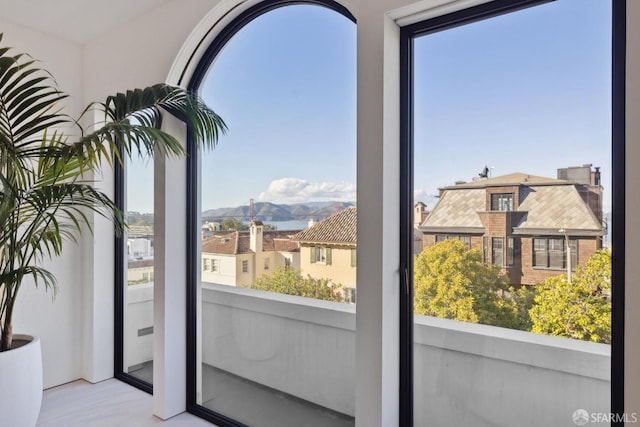 interior space featuring a mountain view and a wealth of natural light