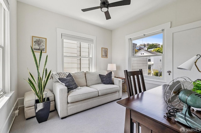 207 Eureka St, San Francisco, CA 94114 - living area with a ceiling fan and carpet