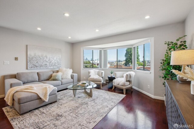 360 Guerrero St Unit 408, San Francisco, CA 94103 - living area featuring dark wood finished floors, baseboards, and recessed lighting