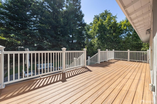 744 Crompton Rd, Redwood City, CA 94061 - wooden terrace featuring view of scattered trees