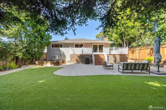 744 Crompton Rd, Redwood City, CA 94061 - back of house with a patio, a wooden deck, a fenced backyard, and stairway