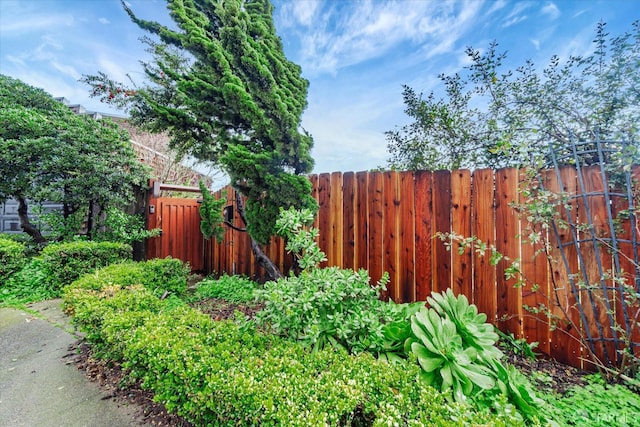 view of yard featuring fence