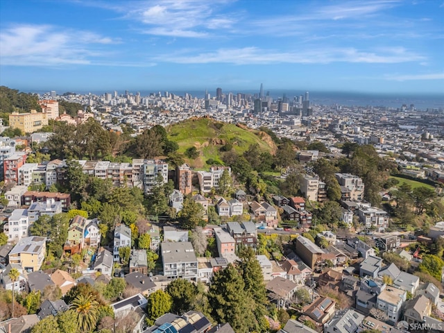 drone / aerial view featuring a city view