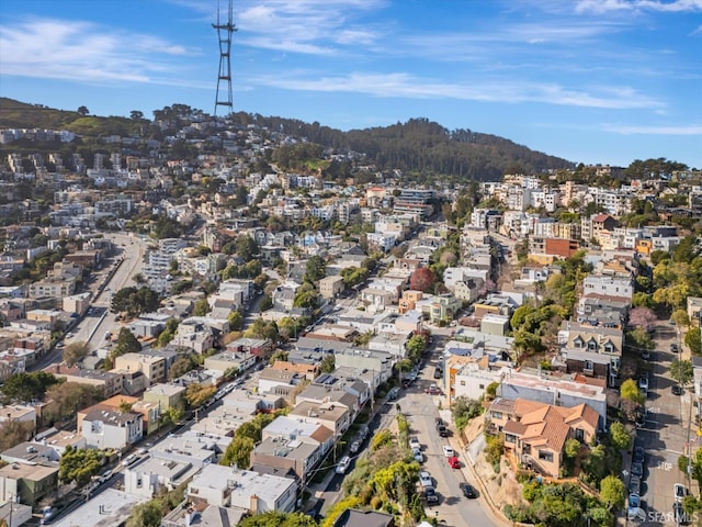 bird's eye view featuring a mountain view