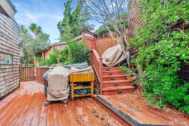 deck featuring a fenced backyard