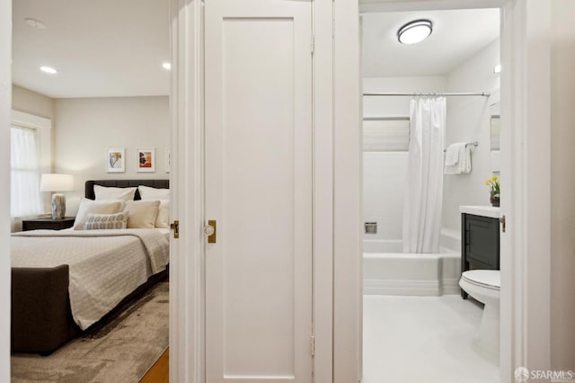 bedroom with recessed lighting