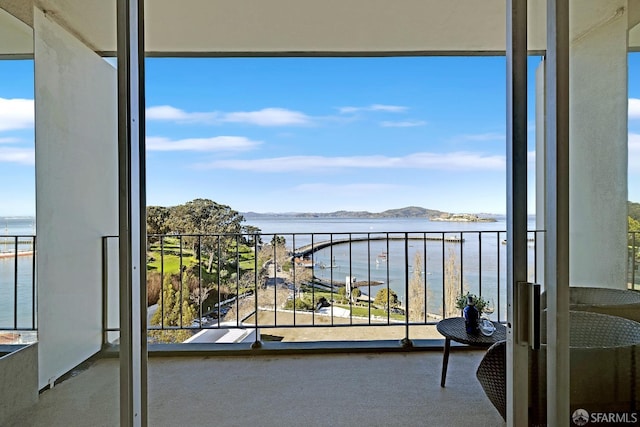 balcony with a water view