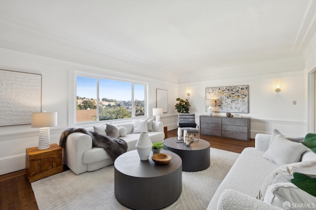 living room with hardwood / wood-style floors