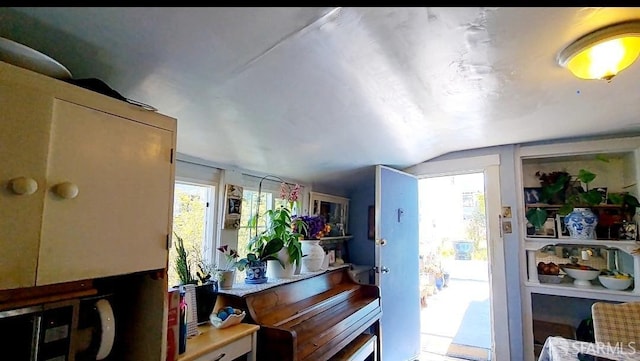 interior space featuring vaulted ceiling and a wealth of natural light