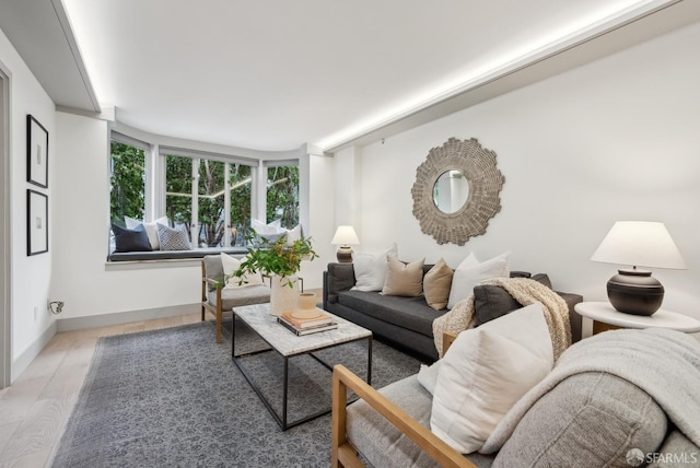 living room featuring light hardwood / wood-style floors