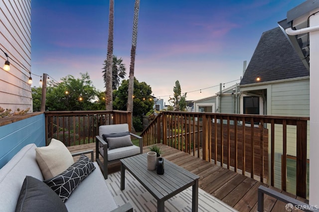 deck featuring an outdoor living space