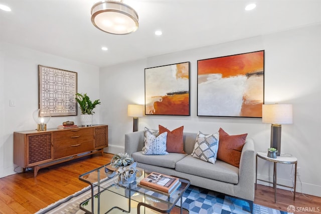 living room with hardwood / wood-style flooring