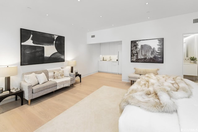 living room featuring light hardwood / wood-style flooring