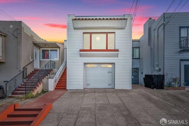 view of front of house with a garage