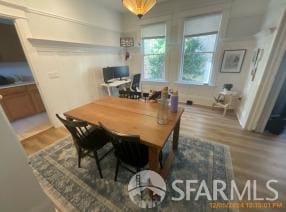 dining room with hardwood / wood-style floors