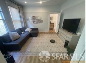 living room featuring light hardwood / wood-style flooring