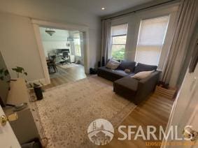 living room with hardwood / wood-style floors