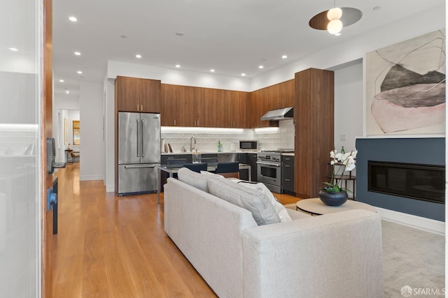 living room with light wood-type flooring