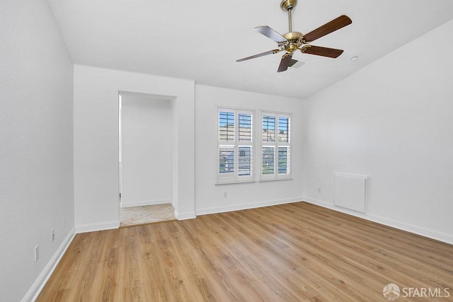 654 Tain Ct, Brentwood, CA 94513 - empty room featuring light wood finished floors, ceiling fan, and lofted ceiling