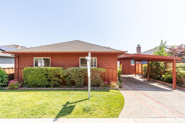 971 Lupin Way Lower, Lower, San Carlos, CA 94070 - view of front of property featuring a shingled roof, a carport, and a chimney